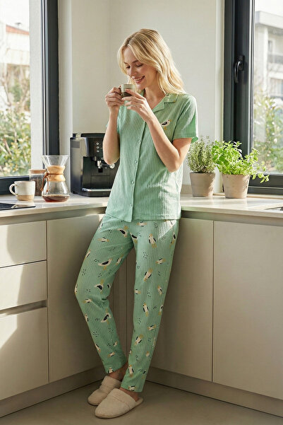 Lela Regular Fit Shirt Collar Short Sleeve Pajama Set Pajama Set 65740102