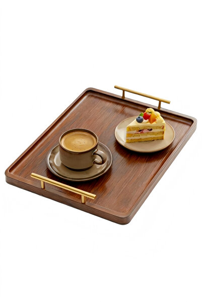 Generic 36*25CM Rectangular Serving Tray Breakfast Bed Tray With Gold Handle ...