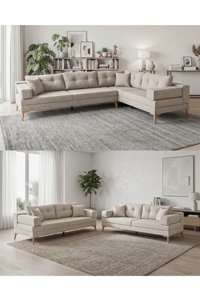 Velura Home & Living Zeri Yataklı Puzzle Modüler Köşe Koltuk Takımı & Köşe Ta...