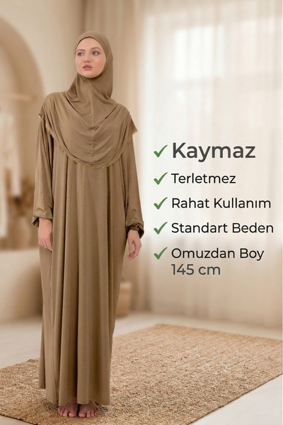 Sonbaharmoda Γυναικείο φόρεμα προσευχής Hijab από βαμβακερό χτενισμένο ύφασμα...