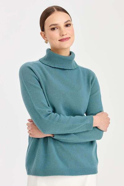 Desen Triko Γυναικείο Ολόσωμο Πουλόβερ Κλασικό Μάλλινο Πουλόβερ M.Green