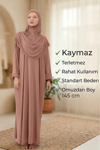 Sonbaharmoda Γυναικείο φόρεμα προσευχής Hijab από βαμβακερό χτενισμένο ύφασμα...