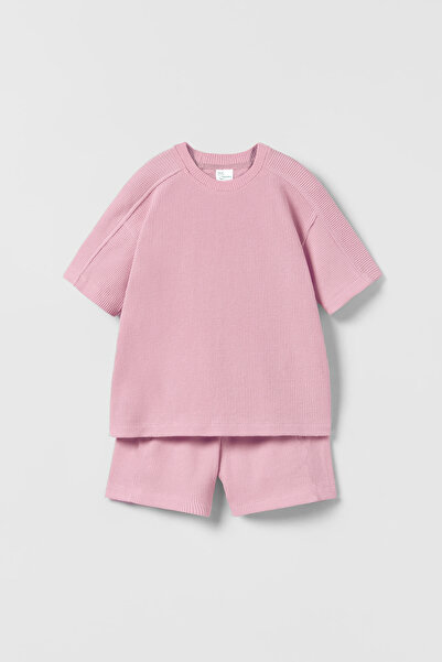 hepbaby Somon, Waffle Dokulu Şortlu Çocuk Takım Hb23990