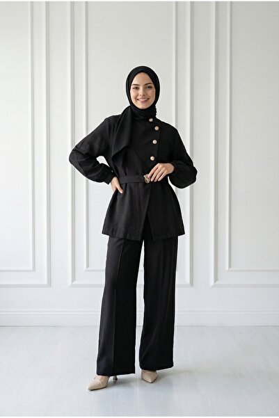 BENAHOLL Niyan Front Cross Metallic Buttoned Suit-Bn4622 Black