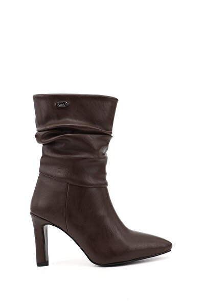 GÖNDERİ(R) Γυναικείες μπότες με λεπτό τακούνι σε καφέ χρώμα