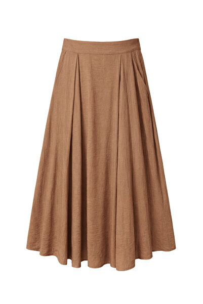 Mixray 4631 Γυναικεία φούστα με σχέδιο σε στρώσεις καφέ χρώματος