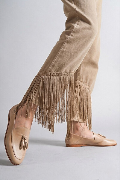 Deripabuc Γνήσιο Δερμάτινο Μπεζ Γυναικεία Casual Παπούτσια Pcc-f04