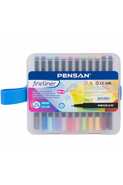 Pensan قلم فاينلاينر بطرف من الفيلس، علبة PVC مكونة من 24 قلم، 6500 HP