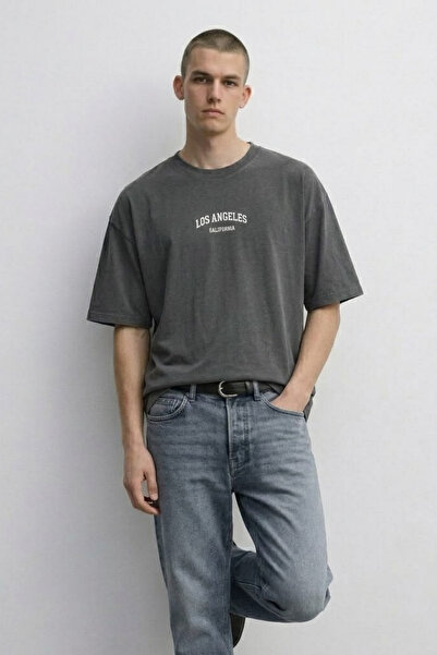 MATERIAL Ανδρικό μπλουζάκι Los Angeles με στάμπα και σχέδιο Smoked