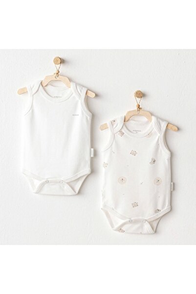 andywawa Ac25844 Happy Animals 2-Piece Baby Body Ecru