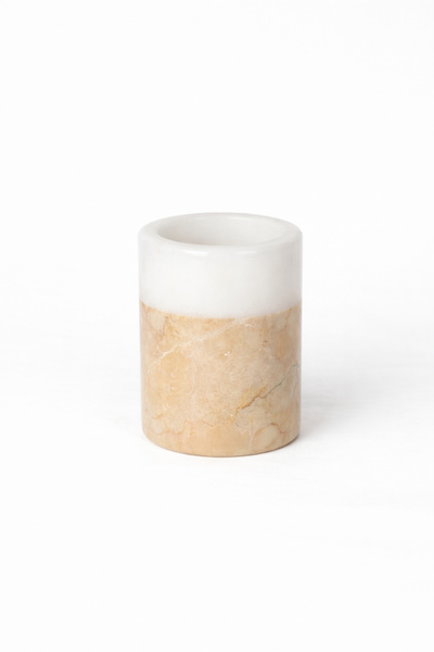 Ellia Soft Silba 100% Natural Marble 5 Piece Bathroom Set Beige/Cream