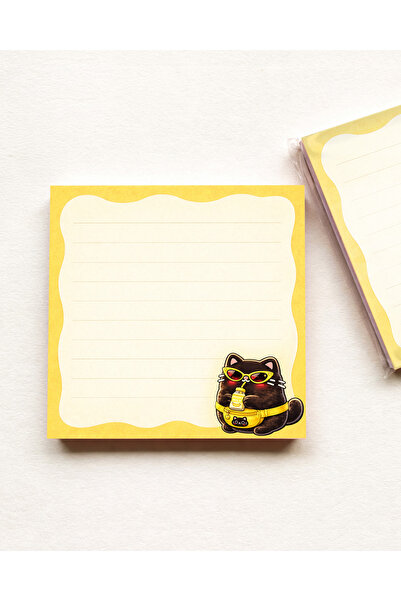 furikraft.co Kedo Sunny Kedili Notepad 9,5x9,5 cm – 50 Yaprak Not Kağıdı, Blo...