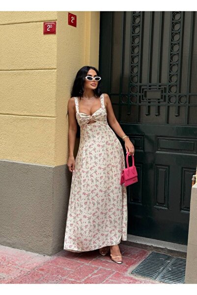 Friday Mood Γυναικείο φόρεμα με λουλουδάτο σχέδιο στο μπροστινό μέρος