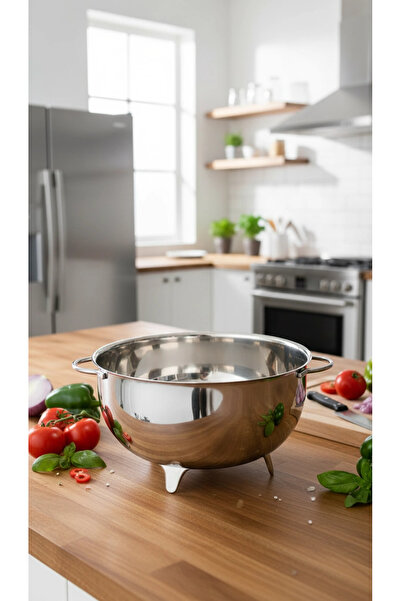 Nishev.com Evini Sev Lüx Çelik Ayaklı Süzgeç 25 Cm (MAKARNA & PİRİNÇ SÜZGECİ)