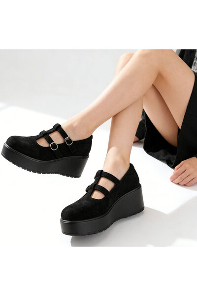 Tmall Pantofi casual de dama,Din piele ecologica intoarsa,Cu Platforma,P1282,...