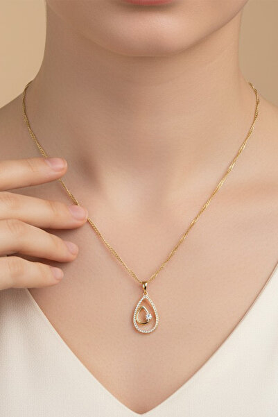 XUPING JEWELRY Stil Incisi/Xupıng Jewelry 14 Ayar Altın Kaplama Damla Zirkon ...