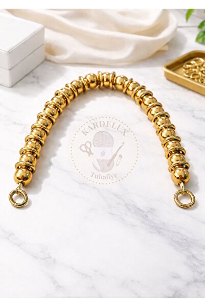 Kardelux Ακρυλικό Μεταλλιζέ Κομψό Λουράκι Τσάντας με Χάντρες-Λαβή-41εκ. Μήκος