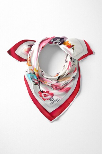 Vissona %100 İpek Kadın Desenli Bandana 80x80