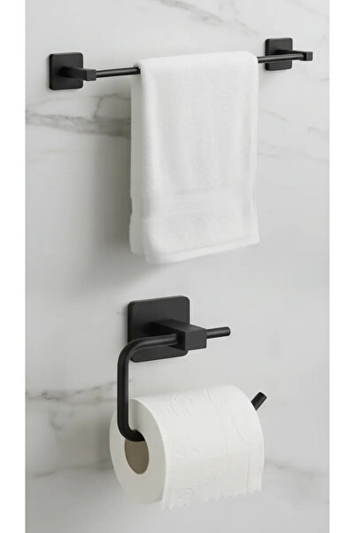 MayCap Αυτοκόλλητο Μαύρο Τετράγωνο Σετ Αξεσουάρ WC 2 τεμαχίων – Θήκη για ρολό...