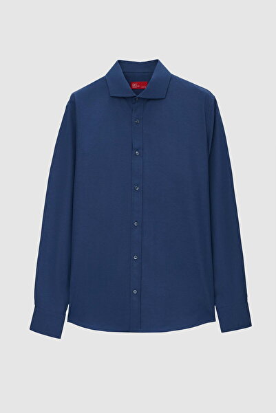 D'S Damat Ds Damat Slim Fit Navy Blue Classic Tie Collar Μακρύ μανίκι Εύκολο ...