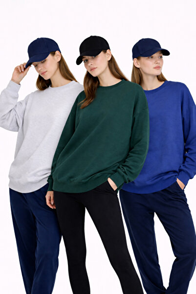 soft&basic Γυναικείο φούτερ με φαρδιά γραμμή, λαιμόκοψη ποδηλάτου, βασικό, απ...