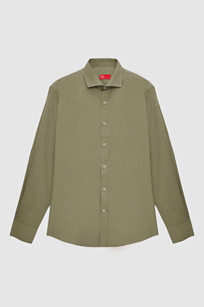 D'S Damat Ds Damat Slim Fit Khaki Classic Tie Tie Μακρύ μανίκι Εύκολο σιδέρωμ...