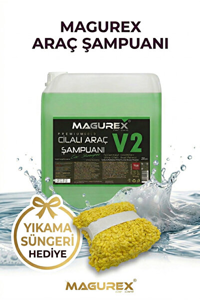 MAGUREX 5 Litre Ekonomik Cilalı Oto Şampuanı ve Çiziksiz Mikrofiber Yıkama Sü...