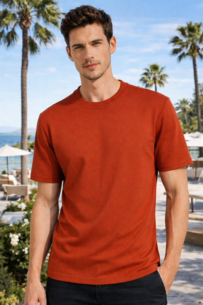 WE&ME Ανδρικό μπλουζάκι με λαιμόκοψη ποδηλάτου από βαμβακερό μείγμα Diegonel ...