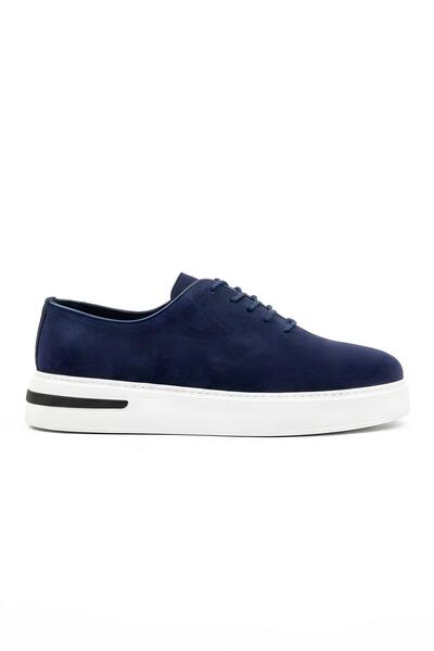 Ahmed Hamdi Bey Martin Navy Blue Suede Men's Leather Shoes