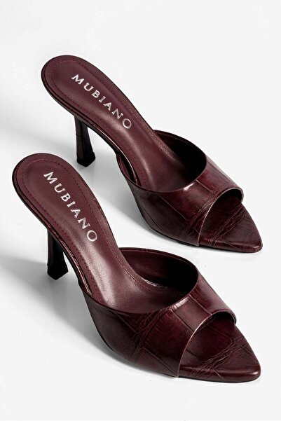 Mubiano Γυναικείες παντόφλες με μυτερή μύτη σε στυλ στιλέτο, με σχέδιο κροκόδ...