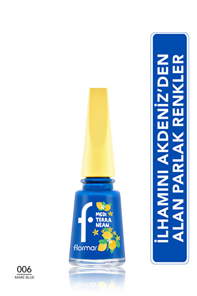 Flormar Mediterranean Yüksek Pigmentli & Parlak Bitişli Oje - 006 MARE BLUE