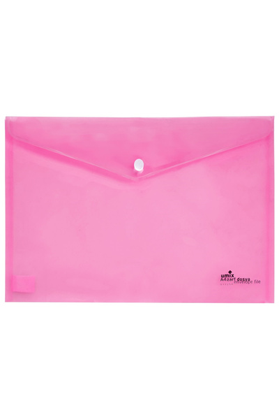 Umix Διαφανής φάκελος με κλιπ ροζ Eco (συσκευασία 12 τεμαχίων)