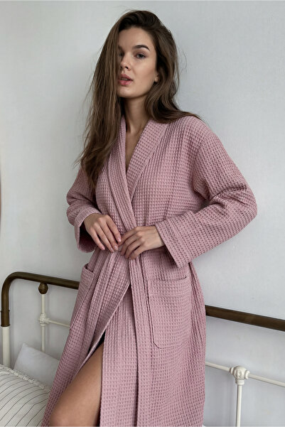 Green Black Γυναικεία ρόμπα πικέ σε σκόνη από τη σειρά Afra Elite, με πιστοπο...