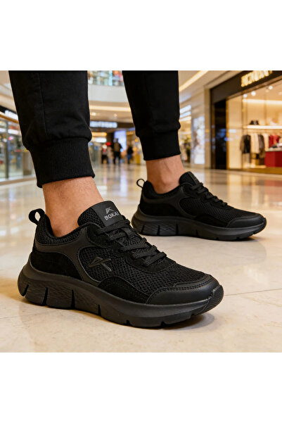 Tmall Pantofi sport bărbătești, cu inserții de plasă, B4062, Negru
