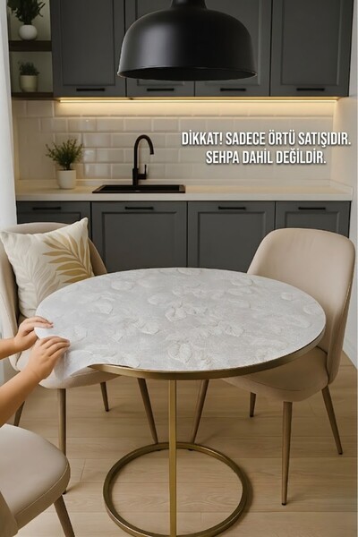 Rona Home Στρογγυλό Τραπέζι σαλονιού Μοτίβο Προίκας Πανί Τραπεζιού Διαφανές Π...