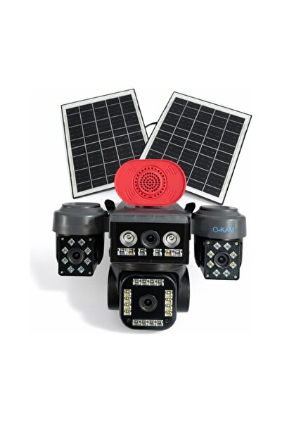 O-KAM OK337 12MP 4 Kameralı 4G Çift Solar Panel AOV Gece Görüş Sesli Konuşma