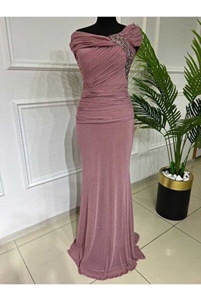 masalabiyem 8546 K260 GÜL KURUSU OMUZ TAŞLI SİMLİ ABİYE