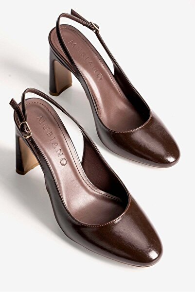 Mubiano Γυναικεία παπούτσια με χοντρό τακούνι Anema Brown