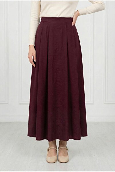 BENAHOLL Zelal Tortil Skirt with Hidden Pockets-Pa210 Burgundy