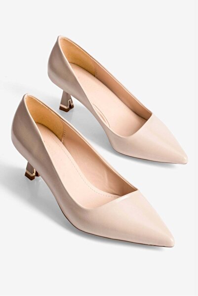 Mubiano Γυναικεία παπούτσια στιλέτο με μυτερή μύτη και τακούνι Luma Beige