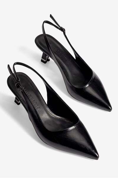 Mubiano Kadın Stiletto Sivri Burun Arkası Açık Topuklu Ayakkabı Noora Siyah