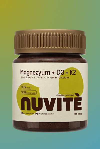 NUVITE MAGNEZYUM+D3+K2 VITAMINLI KECIBOYNUZLU FINDIK KREMASI 300GR