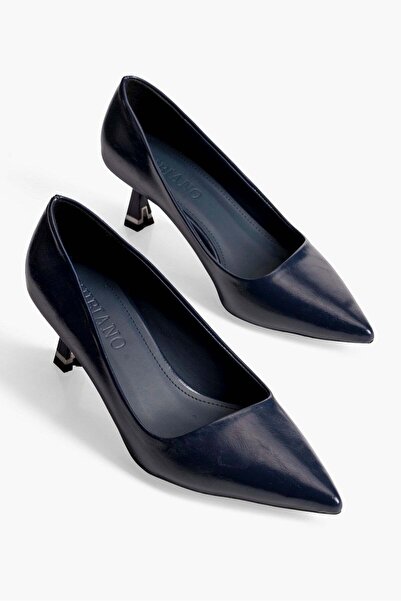 Mubiano Γυναικεία παπούτσια στιλέτο με μυτερή μύτη και τακούνι Luma Navy Blue