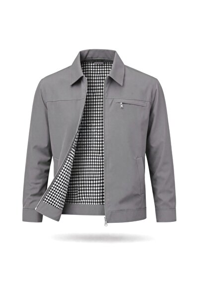 REGOS Erkek Gri Regular Bonded Kumaş Klasik Yaka Mevsimlik&Yazlık Mont