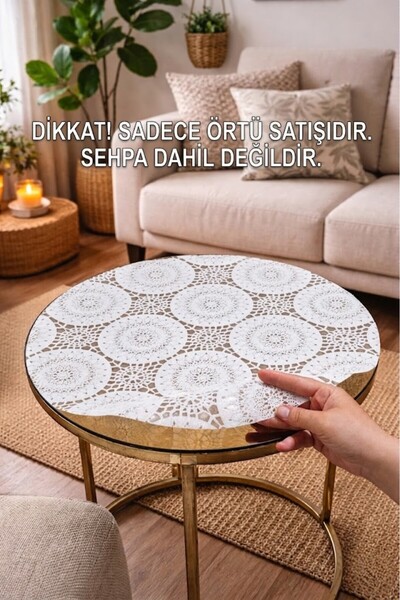 Rona Home Μόνο το τραπεζομάντιλο - Στρογγυλό τραπεζομάντιλο από PVC με όψη ψά...