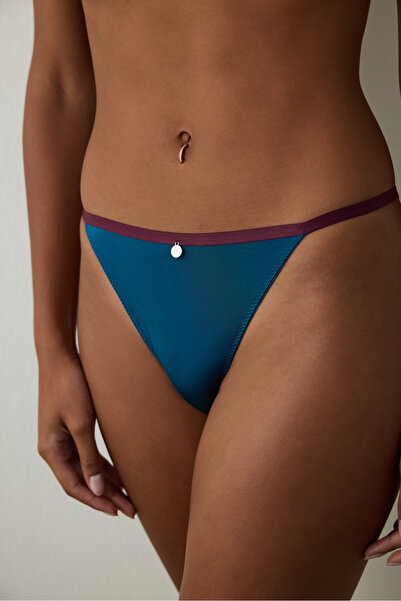 Penti Βραζιλιάνικο εσώρουχο με ραβδωτό πράσινο χρώμα με μικρή κανονική μέση