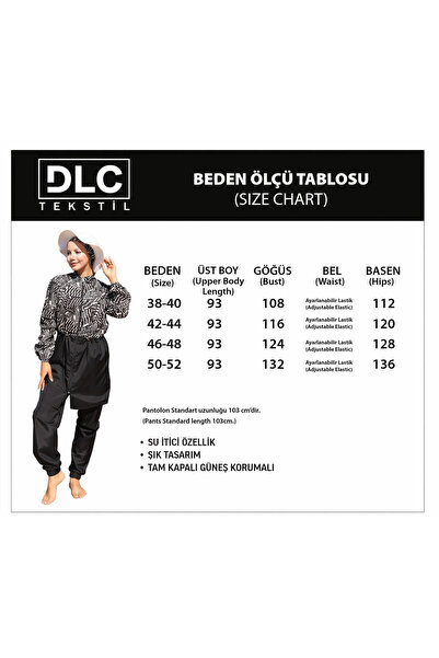 DLC Tekstil Dijital Baskılı Beli Bağcıklı Tesettür Mayo Bone Hediyeli