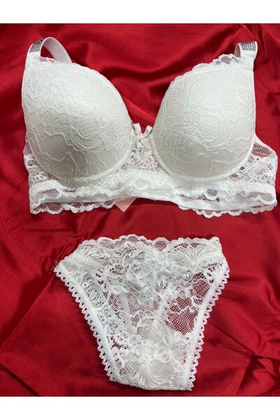 MODELLİFE ΛΕΥΚΟ ΣΕΤ ΕΝΔΥΣΗΣ ΜΕ ΔΑΝΤΕΛΑ ΚΑΙ ΠΕΤΡΕΣ ΧΩΡΙΣ ΣΤΗΡΙΓΜΑΤΑ