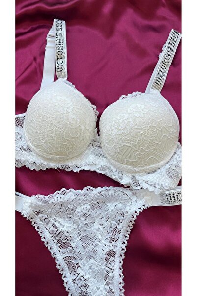 MODELLİFE Σετ εσώρουχα με δαντέλα από καουτσούκ και πέτρινο εσώρουχο με επένδ...