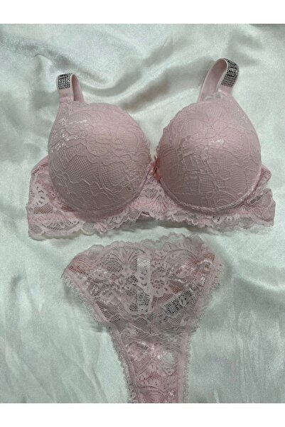 MODELLİFE Σετ εσωρούχων με δαντέλα, λάστιχο, πέτρες, ενισχυμένο με ελαστική β...